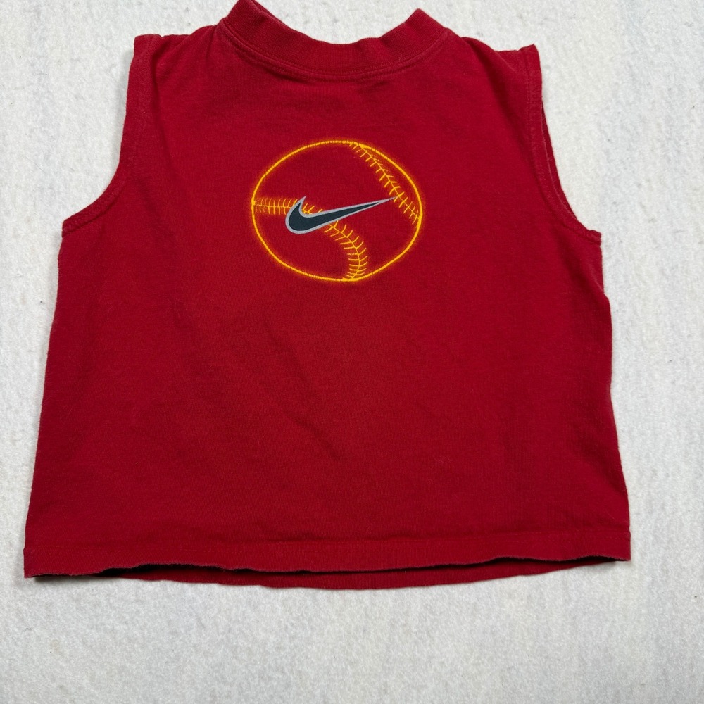 Nike Athletics Since 72 Red Baseball Graphic Sleeveless Shirt Toddler 3T
